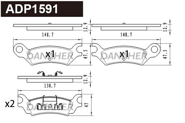 Brake Pad Set, disc brake (ADP1591)