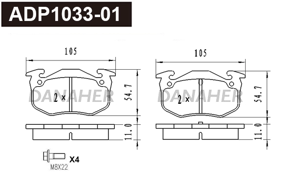 Brake Pad Set, disc brake (ADP1033-01)
