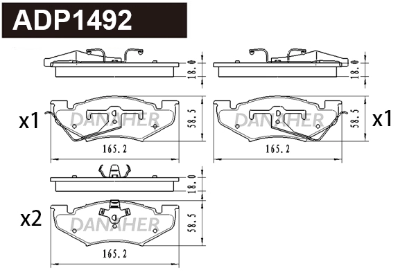 Brake Pad Set, disc brake (ADP1492)