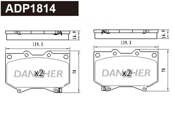 Brake Pad Set, disc brake (ADP1814)