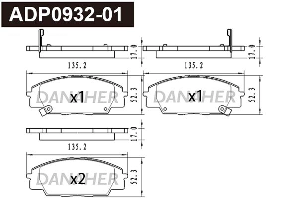 Brake Pad Set, disc brake (ADP0932-01)