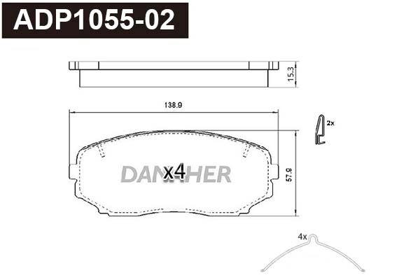 Brake Pad Set, disc brake (ADP1055-02)