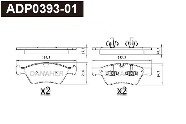 Brake Pad Set, disc brake (ADP0393-01)