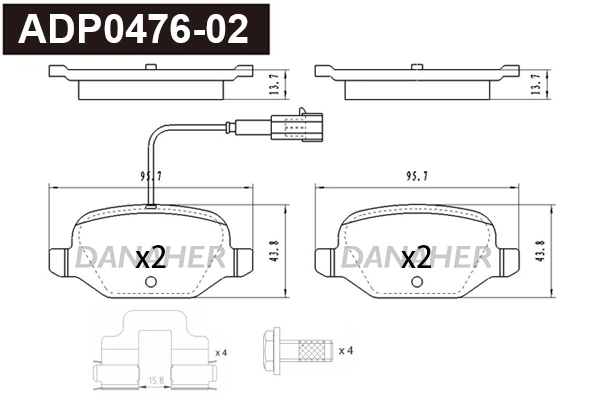 Brake Pad Set, disc brake (ADP0476-02)