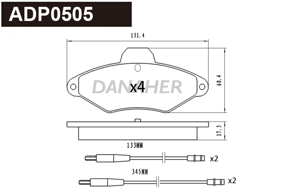 Brake Pad Set, disc brake (ADP0505)