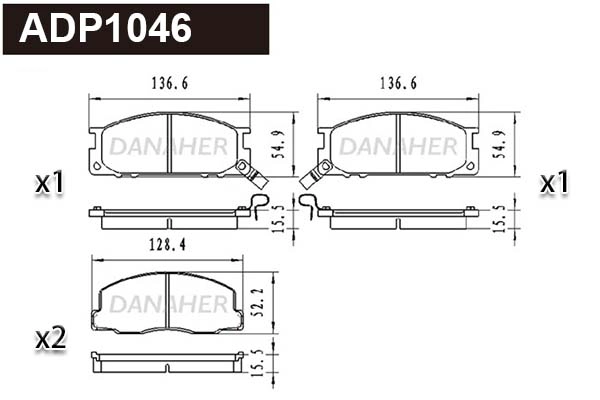 Brake Pad Set, disc brake (ADP1046)