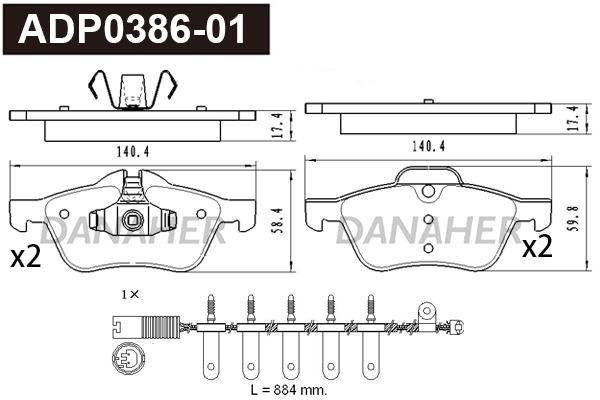 Brake Pad Set, disc brake (ADP0386-01)