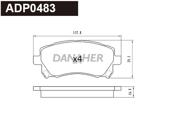 Brake Pad Set, disc brake (ADP0483)