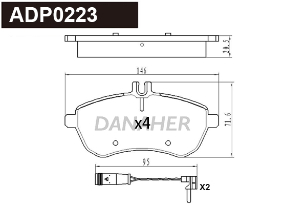 Brake Pad Set, disc brake (ADP0223)