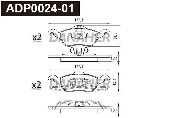 Brake Pad Set, disc brake (ADP0024-01)