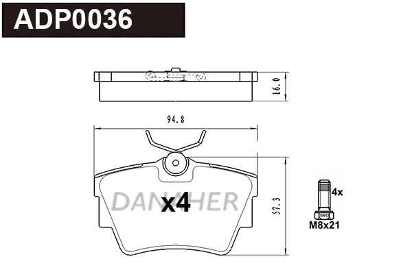 Brake Pad Set, disc brake (ADP0036)