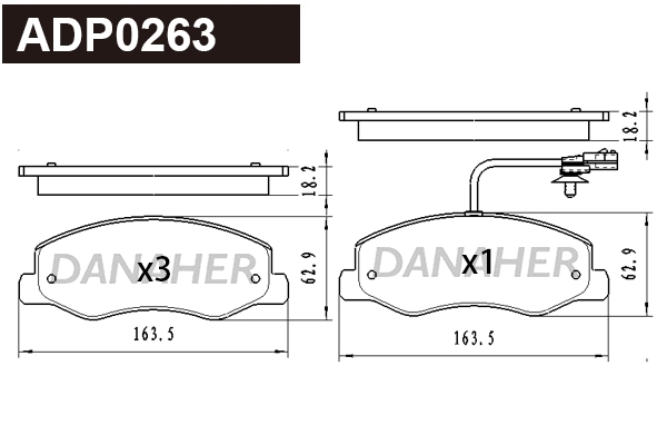 Brake Pad Set, disc brake (ADP0263)