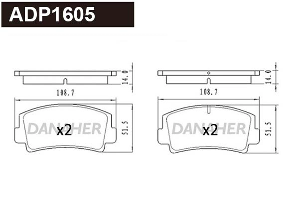 Brake Pad Set, disc brake (ADP1605)