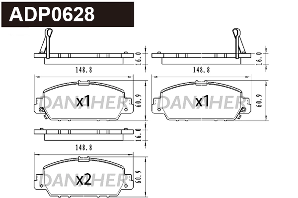 Brake Pad Set, disc brake (ADP0628)