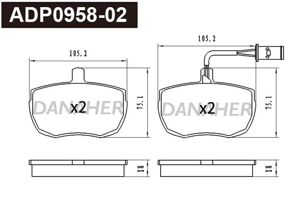 Brake Pad Set, disc brake (ADP0958-02)