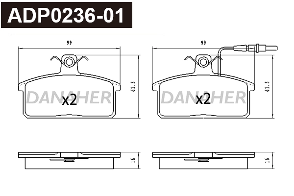 Brake Pad Set, disc brake (ADP0236-01)