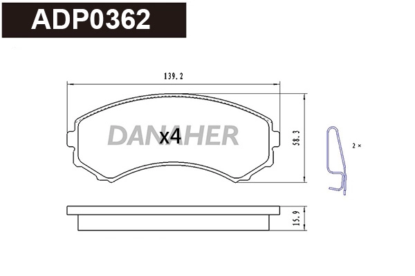 Brake Pad Set, disc brake (ADP0362)