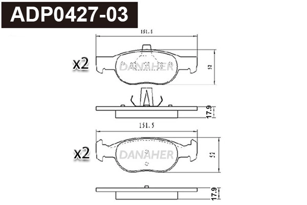 Brake Pad Set, disc brake (ADP0427-03)