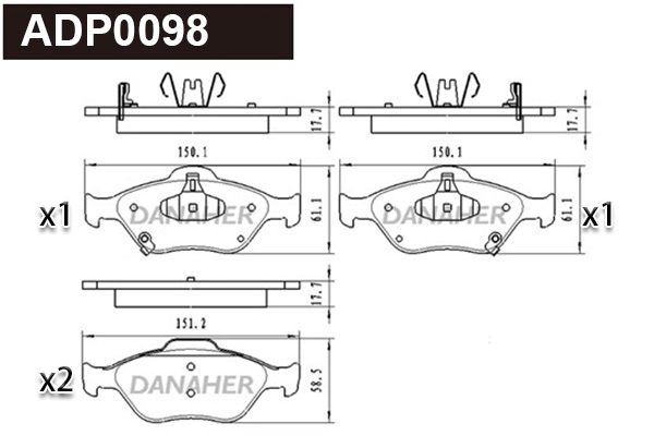 Brake Pad Set, disc brake (ADP0098)