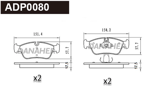 Brake Pad Set, disc brake (ADP0080)