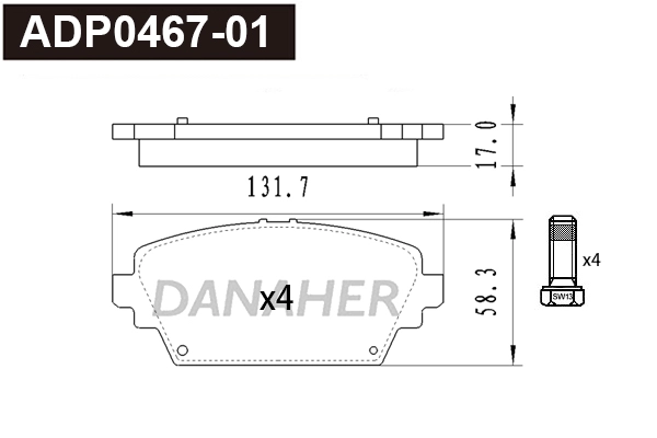 Brake Pad Set, disc brake (ADP0467-01)