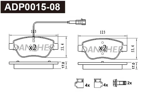Brake Pad Set, disc brake (ADP0015-08)