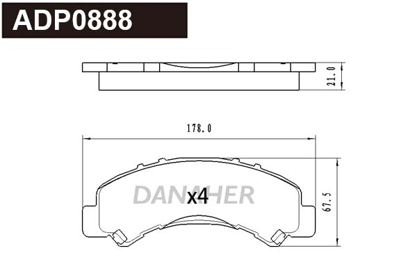 Brake Pad Set, disc brake (ADP0888)