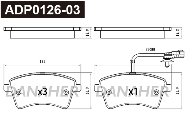 Brake Pad Set, disc brake (ADP0126-03)