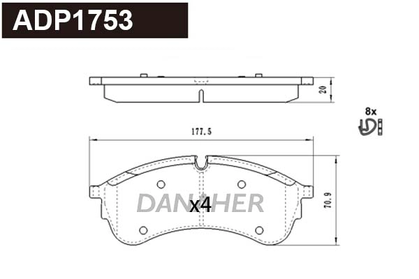 Brake Pad Set, disc brake (ADP1753)