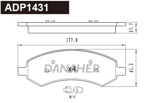 Brake Pad Set, disc brake (ADP1431)