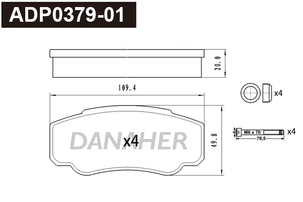 Brake Pad Set, disc brake (ADP0379-01)