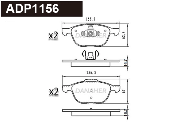 Brake Pad Set, disc brake (ADP1156)