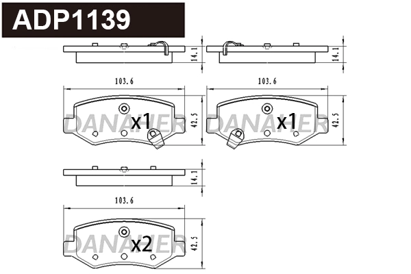 Brake Pad Set, disc brake (ADP1139)