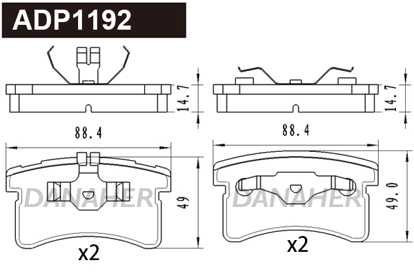 Brake Pad Set, disc brake (ADP1192)