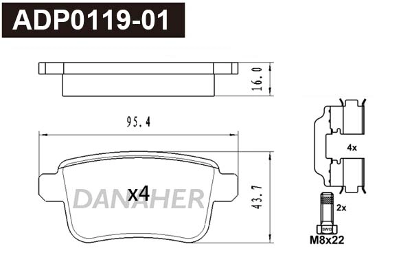 Brake Pad Set, disc brake (ADP0119-01)