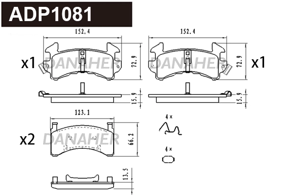 Brake Pad Set, disc brake (ADP1081)
