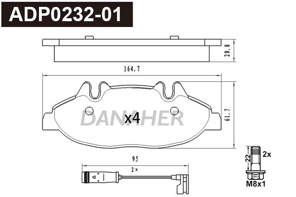 Brake Pad Set, disc brake (ADP0232-01)