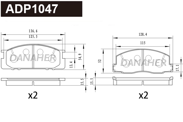 Brake Pad Set, disc brake (ADP1047)