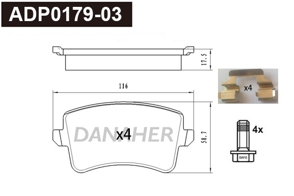 Brake Pad Set, disc brake (ADP0179-03)