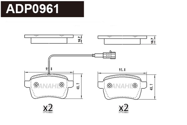 Brake Pad Set, disc brake (ADP0961)