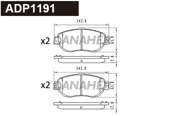 Brake Pad Set, disc brake (ADP1191)
