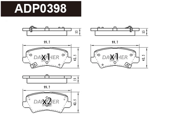 Brake Pad Set, disc brake (ADP0398)