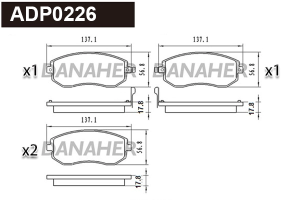 Brake Pad Set, disc brake (ADP0226)