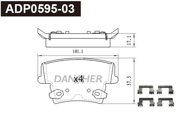 Brake Pad Set, disc brake (ADP0595-03)