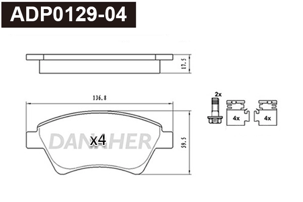 Brake Pad Set, disc brake (ADP0129-04)