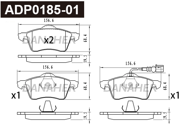 Brake Pad Set, disc brake (ADP0185-01)