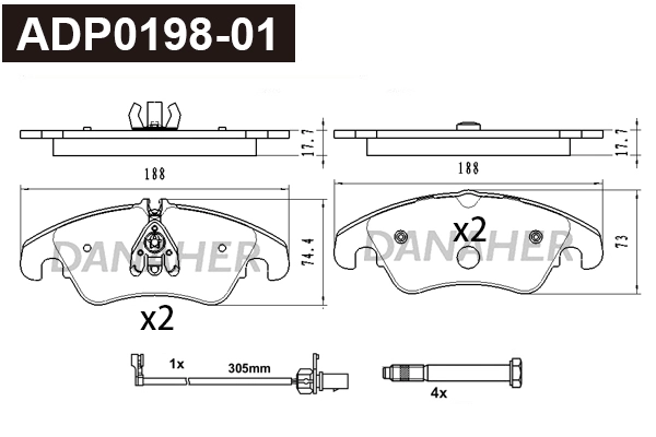 Brake Pad Set, disc brake (ADP0198-01)