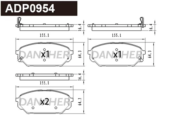 Brake Pad Set, disc brake (ADP0954)