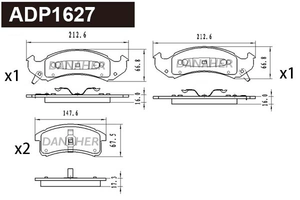 Brake Pad Set, disc brake (ADP1627)