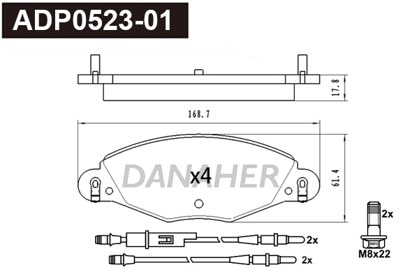 Brake Pad Set, disc brake (ADP0523-01)